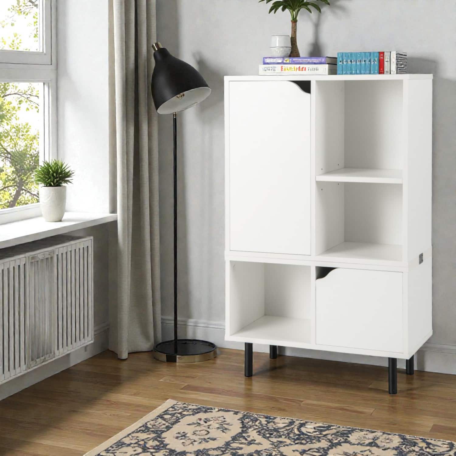 Hivvago - Customizable Storage Bookshelf with Adjustable and Stackable Compartments - White