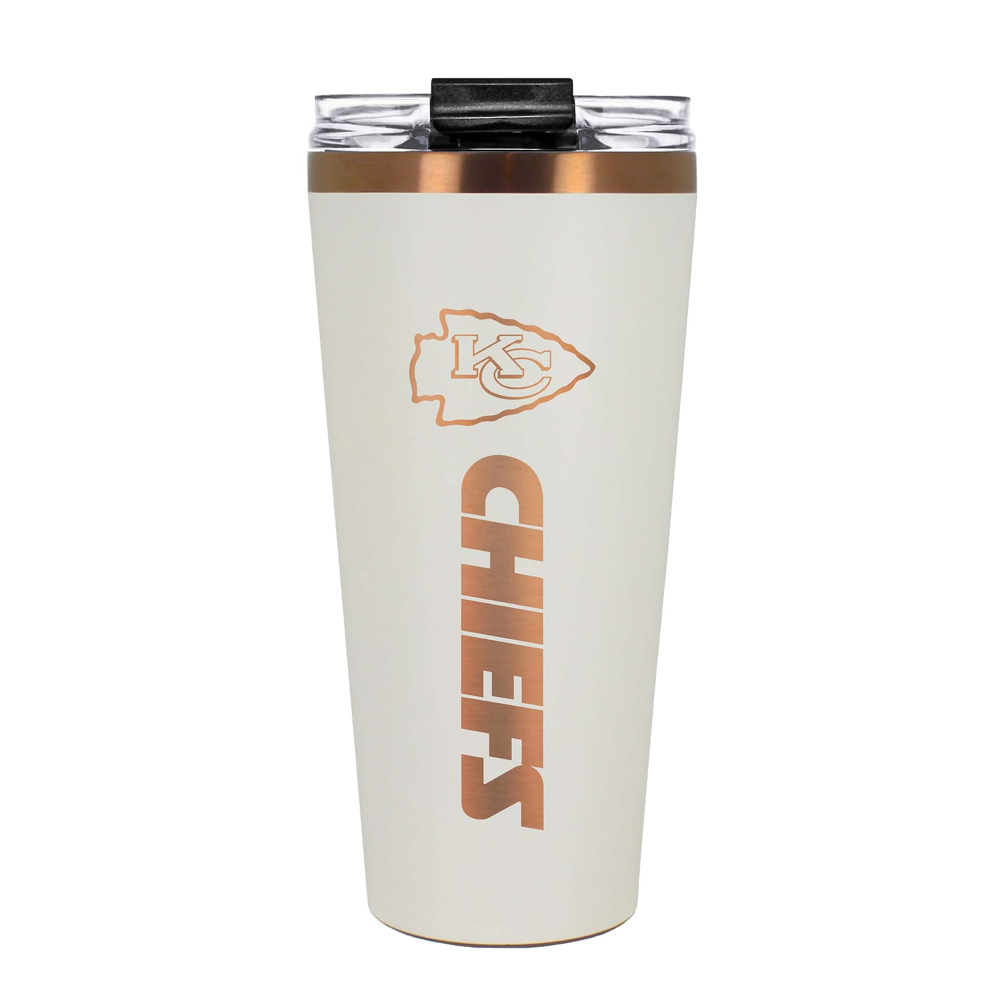 Front. Great American Products - Kansas City Chiefs 30oz. Big Slim Tumbler - Cream.