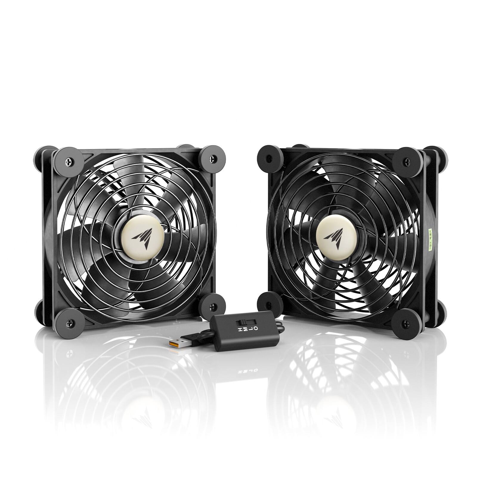 AC Infinity - MULTIFAN S7, Quiet USB Cooling Fan Dual 120mm - Black