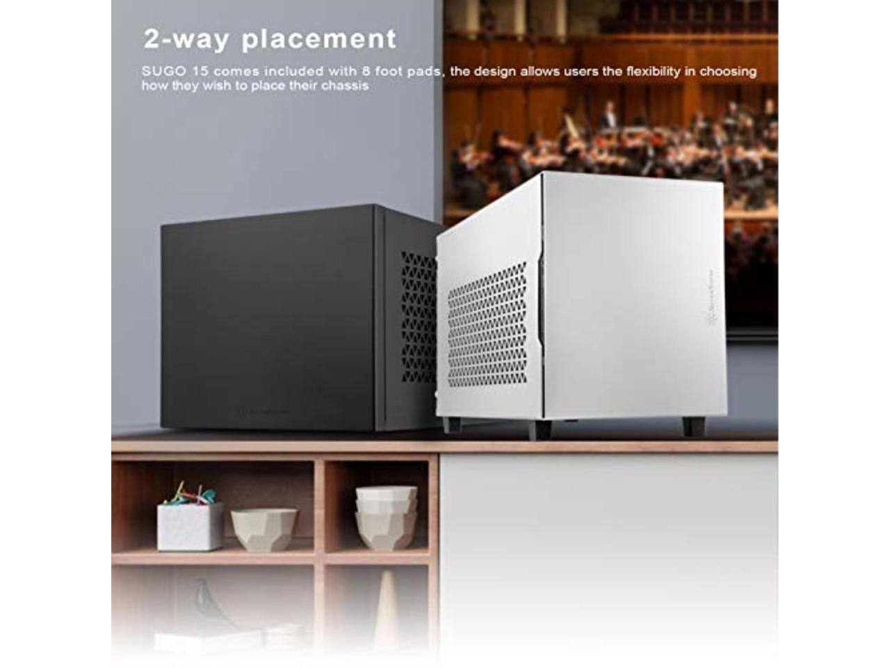 2-way placement  
SUGO 15 comes included with 8 foot pads, the design allows users the flexibility in choosing how they wish to place their chassis