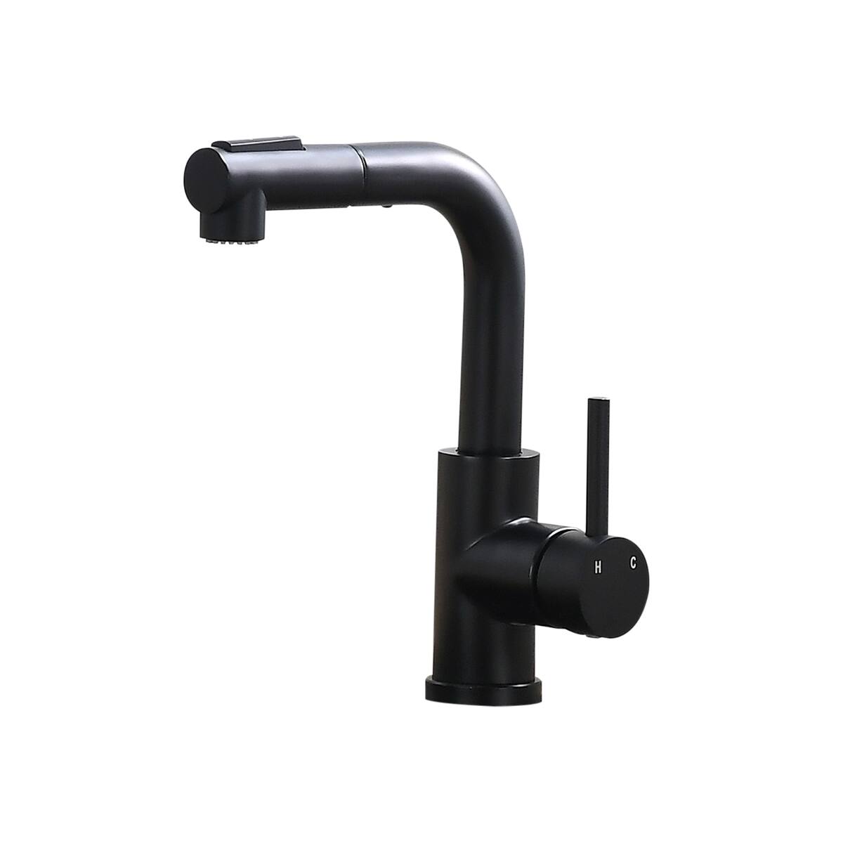 Alt View 1. Ropilly - Ropilly Black Kitchen Faucet with Pull Out Sprayer, Single Handle Bar Sink Faucet for Prep or Bathroom Sink - Black.