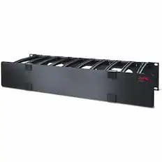 Front. APC - APC NetShelter Cable Management, Horizontal Cable Manager, 2U, Single Side with Cover, Black, 482.6 x 88.9 x 165.1 mm - Black.