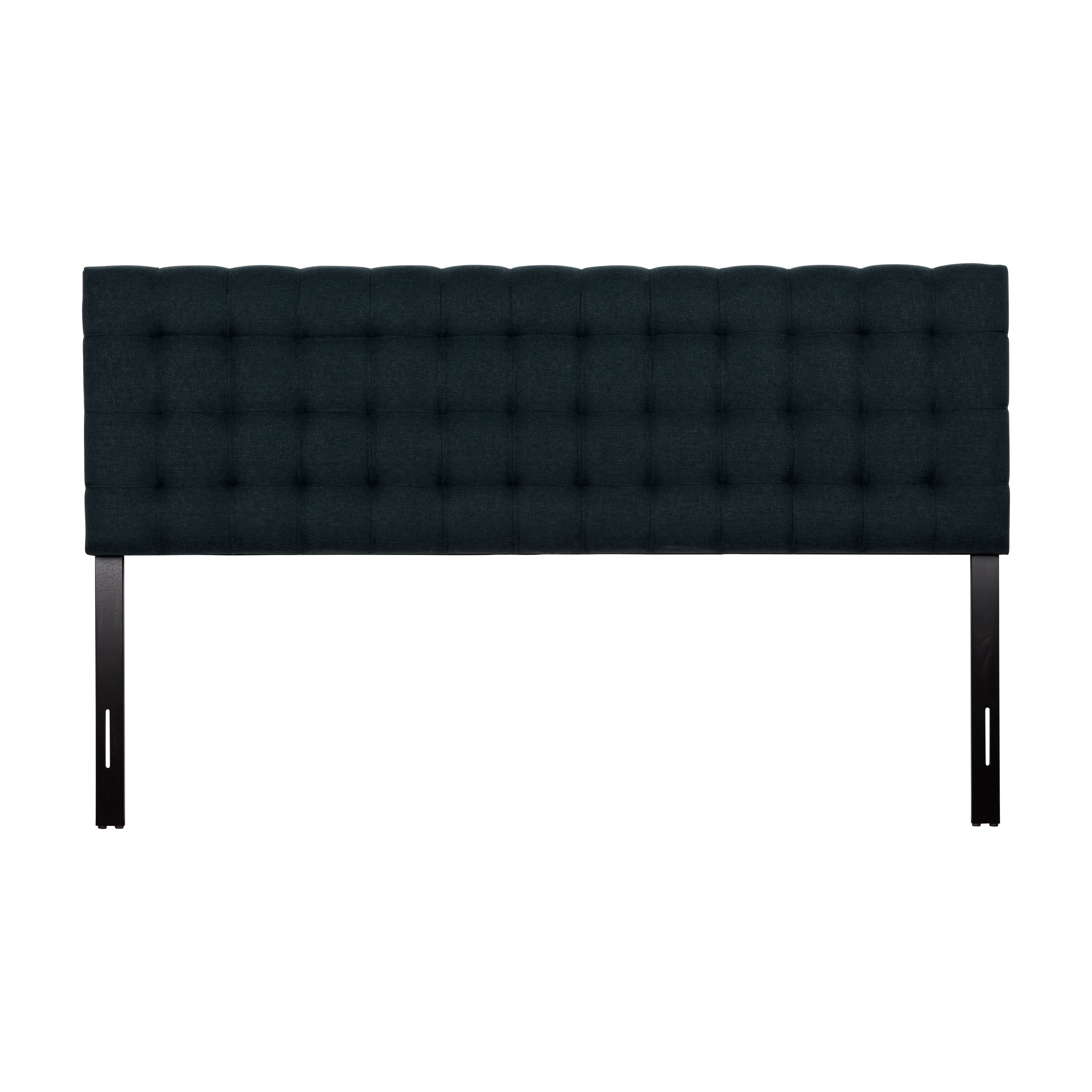 Front. CorLiving - Valencia Square Tufted Upholstered King Headboard - Blue.