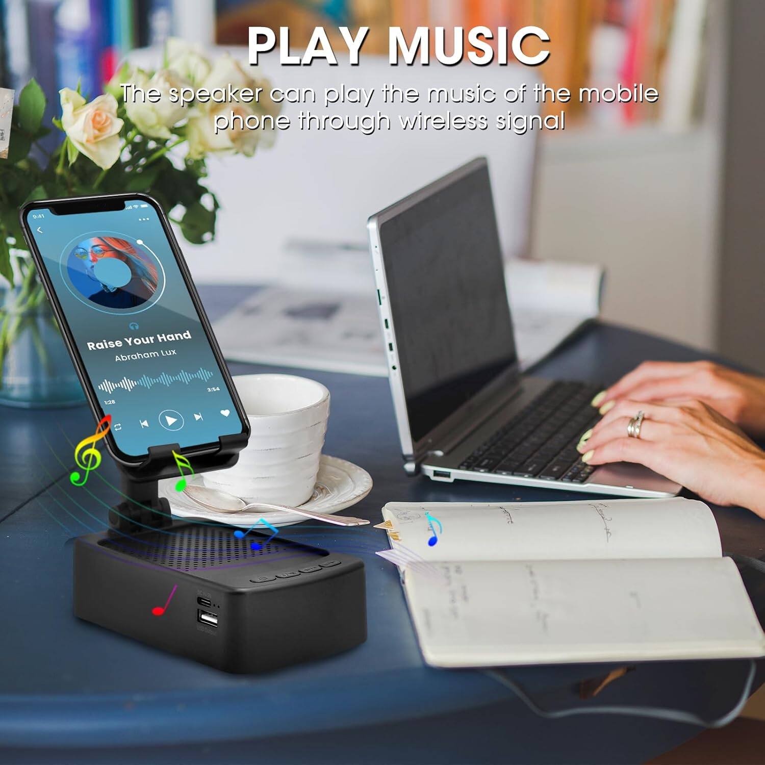 PLAY MUSIC  
The speaker can play the music of the mobile phone through wireless signal