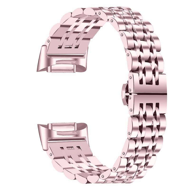 Front. StrapsCo - Elegance Bracelet Stainless Steel Watch Band Strap For Fitbit Charge 6 - Pink.