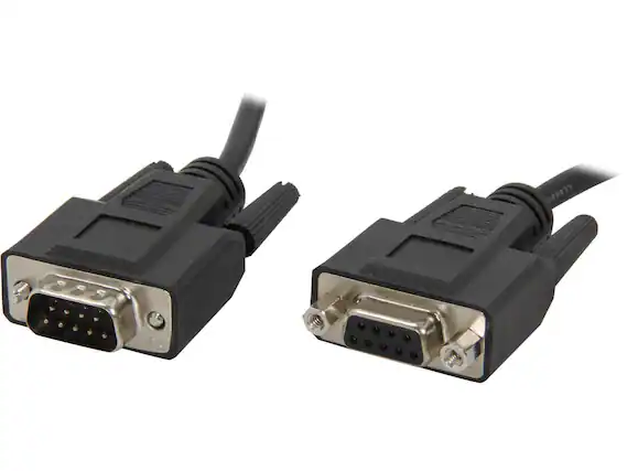 Front. Cables to Go - C2G 52032 DB9 M/F Serial RS232 Extension Cable, Black (15 Feet, 4.57 Meters).