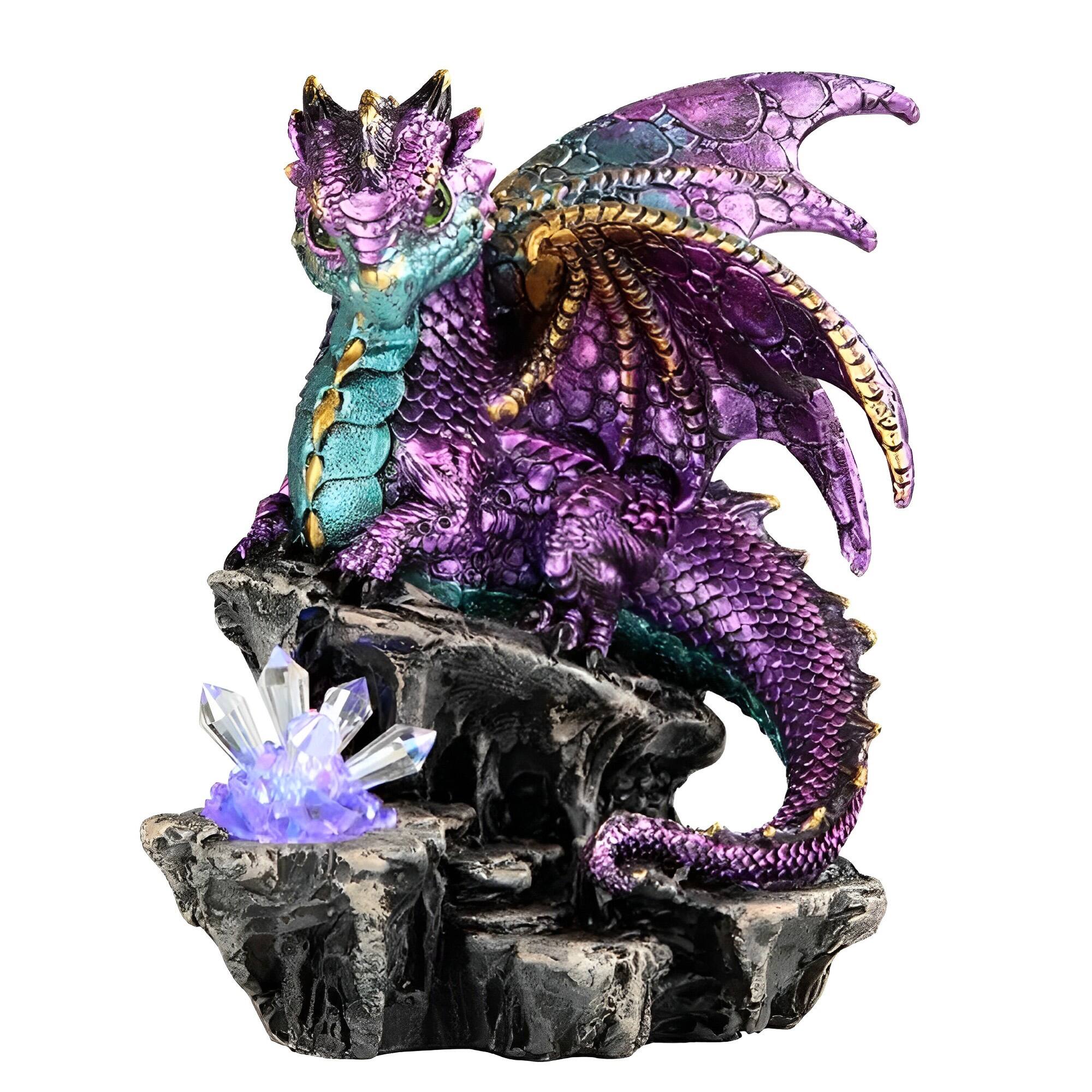FC Design 6.25"H Dragon Guarding Faux Crystal LED Figurine Statue ...