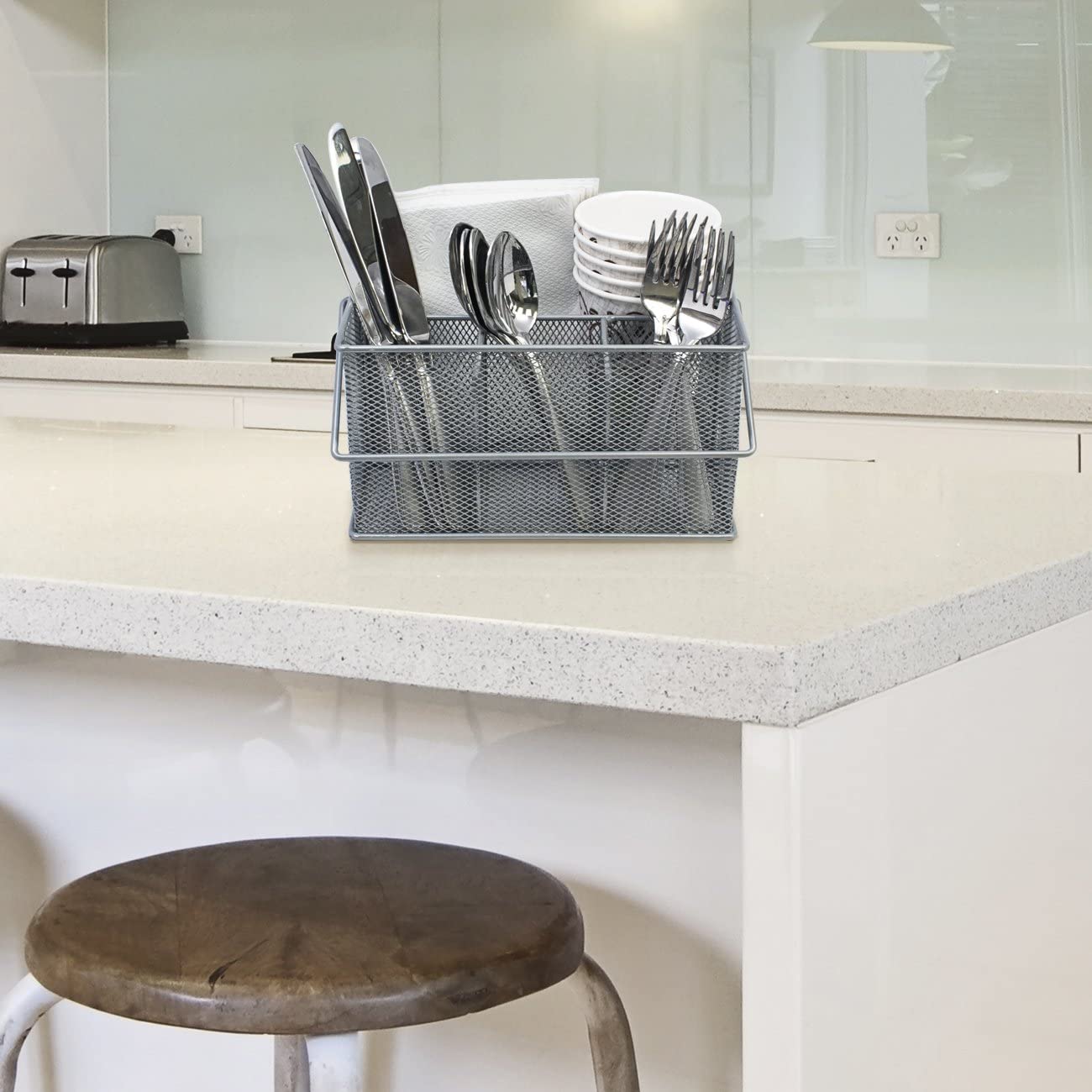 Alt View 3. Sorbus - Sorbus Mesh Utensil Caddy - Organize & Serve in Style! Perfect for Kitchen, Parties, and More. Multi-purpose - Silver.