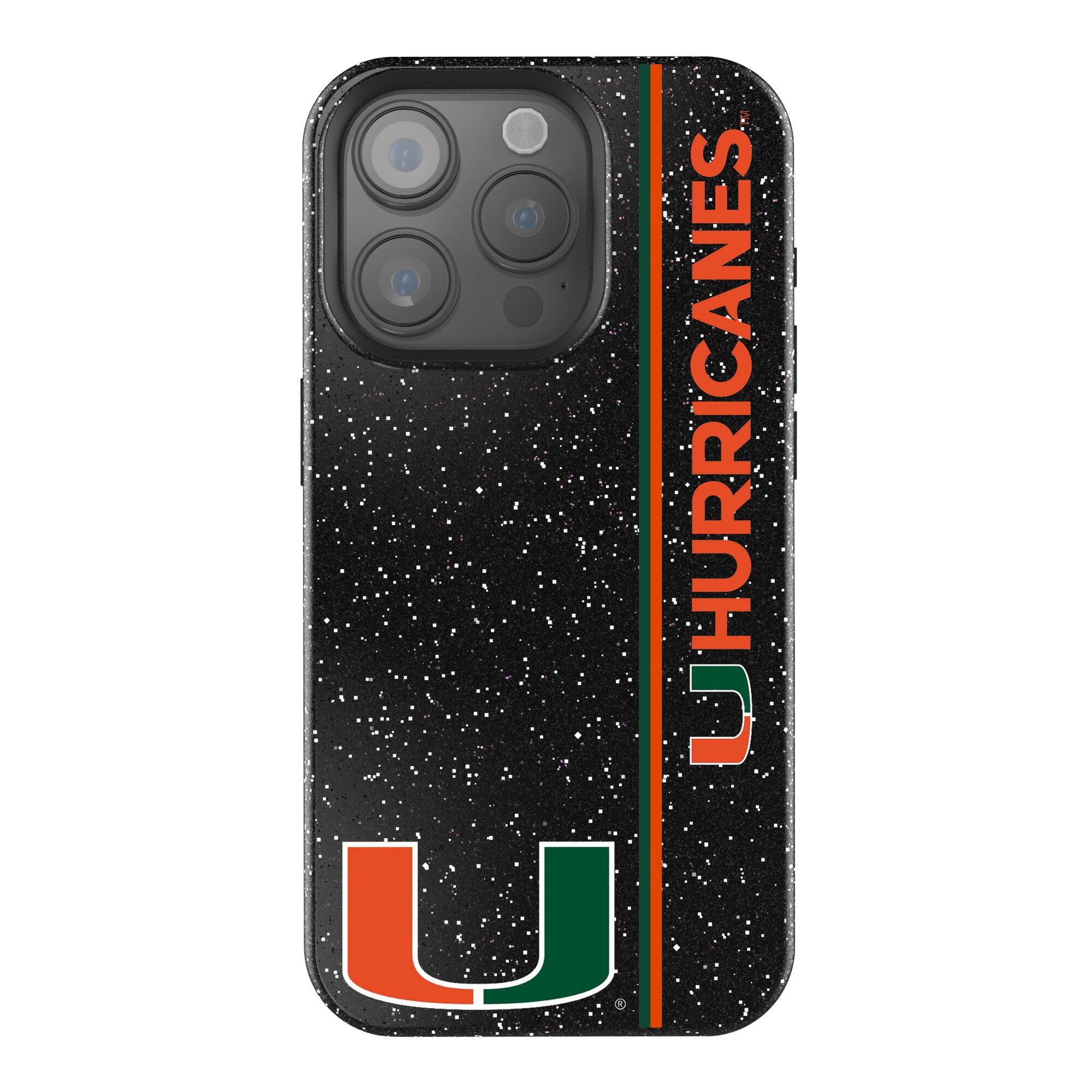 Front. Keyscaper - Miami Hurricanes iPhone Bling Case - 16 Pro Max - Black.