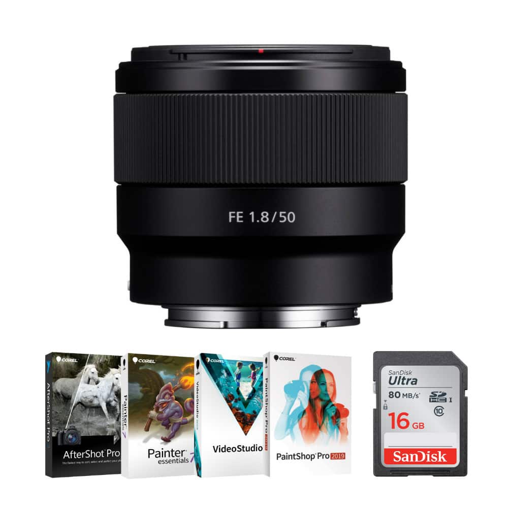 Sony FE 50mm f/1.8 SEL50F18/F Lens for Full Frame ILC Bundle