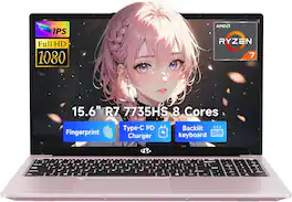 NIMO - 15.6" IPS FHD Gaming-Laptop, AMD 8 Cores Ryzen 7 7735HS 32GB DDR5 RAM 1TB SSD 4.75GHz - Pink