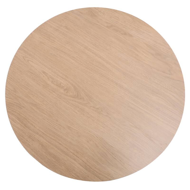 Alt View 2. LeisureMod - Bristol Modern 35" Round Dining Table MDF/Sintered Stone Top - Pedestal Base for Kitchen, Cafe, and Restaurant - MDF - Natural Wood.
