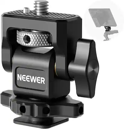 Front. Neewer - Field Monitor Mount with Cold Shoe & Anti-Twist Screw - 360° Damping Arm for Atomos Ninja V - Black.