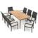 Alt View 6. Costway - 9 PCS Patio Dining Set Outdoor Acacia Wood Dining Table with 1.9" Umbrella Hole - Natural & Black,Mix Brown,Off White.