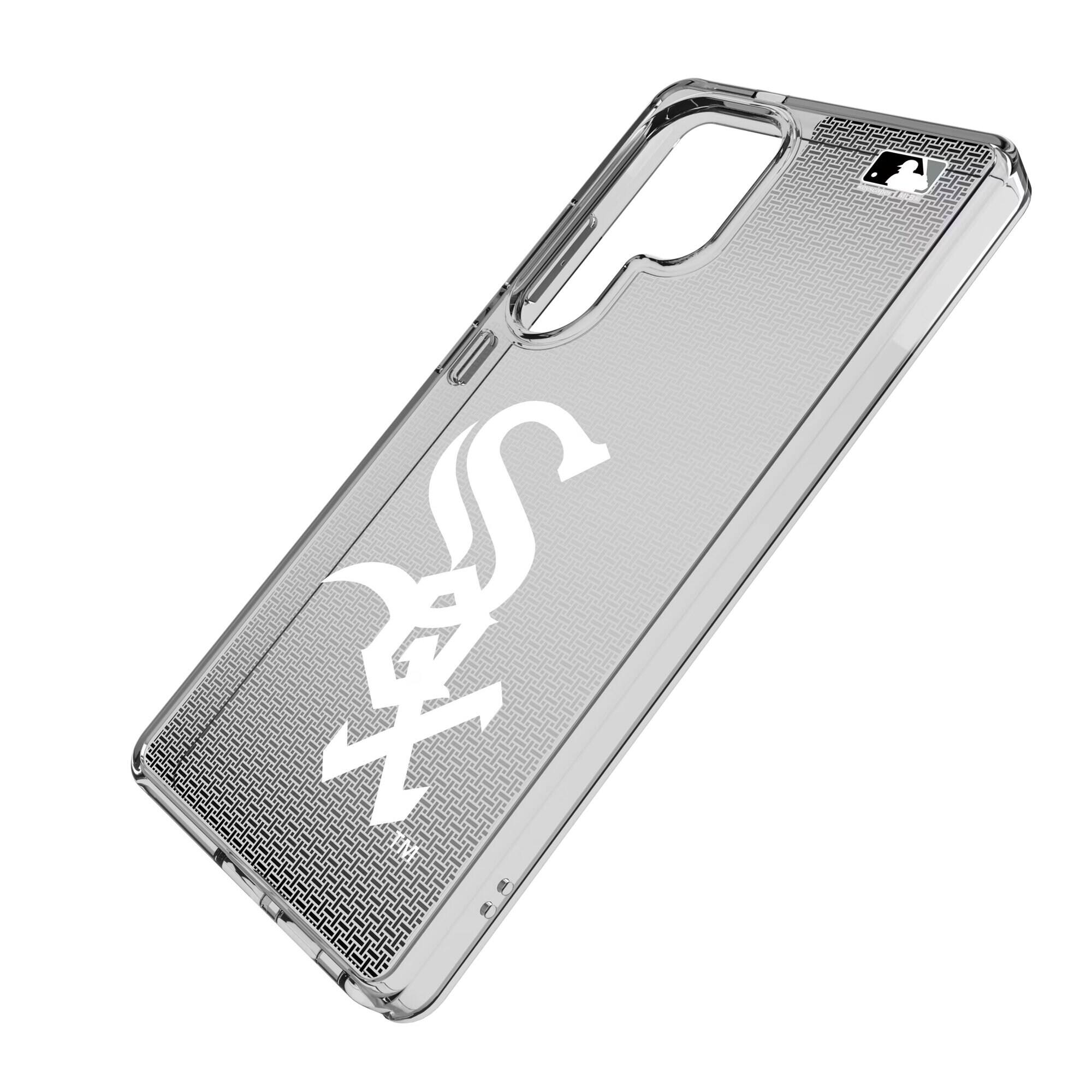 Alt View 1. Keyscaper - Chicago White Sox Linen Logo Galaxy Clear Case - S25 Plus - Multicolor.