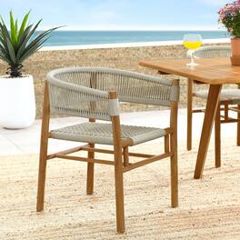 Vienna Outdoor Patio Teak and Rope Curved-Back Dining Armchairs Set of 2 by Modway - Natural Natural