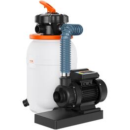 VEVOR - Sand Filter Pump for Above Ground Pools, 10-inch, 1585 GPH, 0.33 HP Swimming Pool Pumps System & Filters Combo Set - White+Orange
