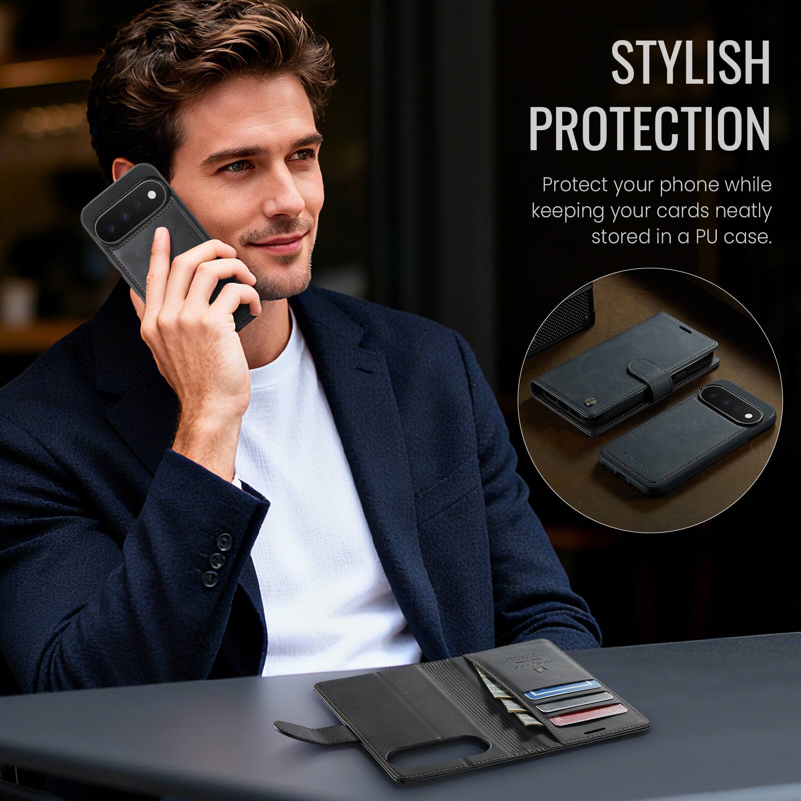 Dteck 2 in 1 Magnetic Leather Wallet Phone Case for Google Pixel 11 Pro ...