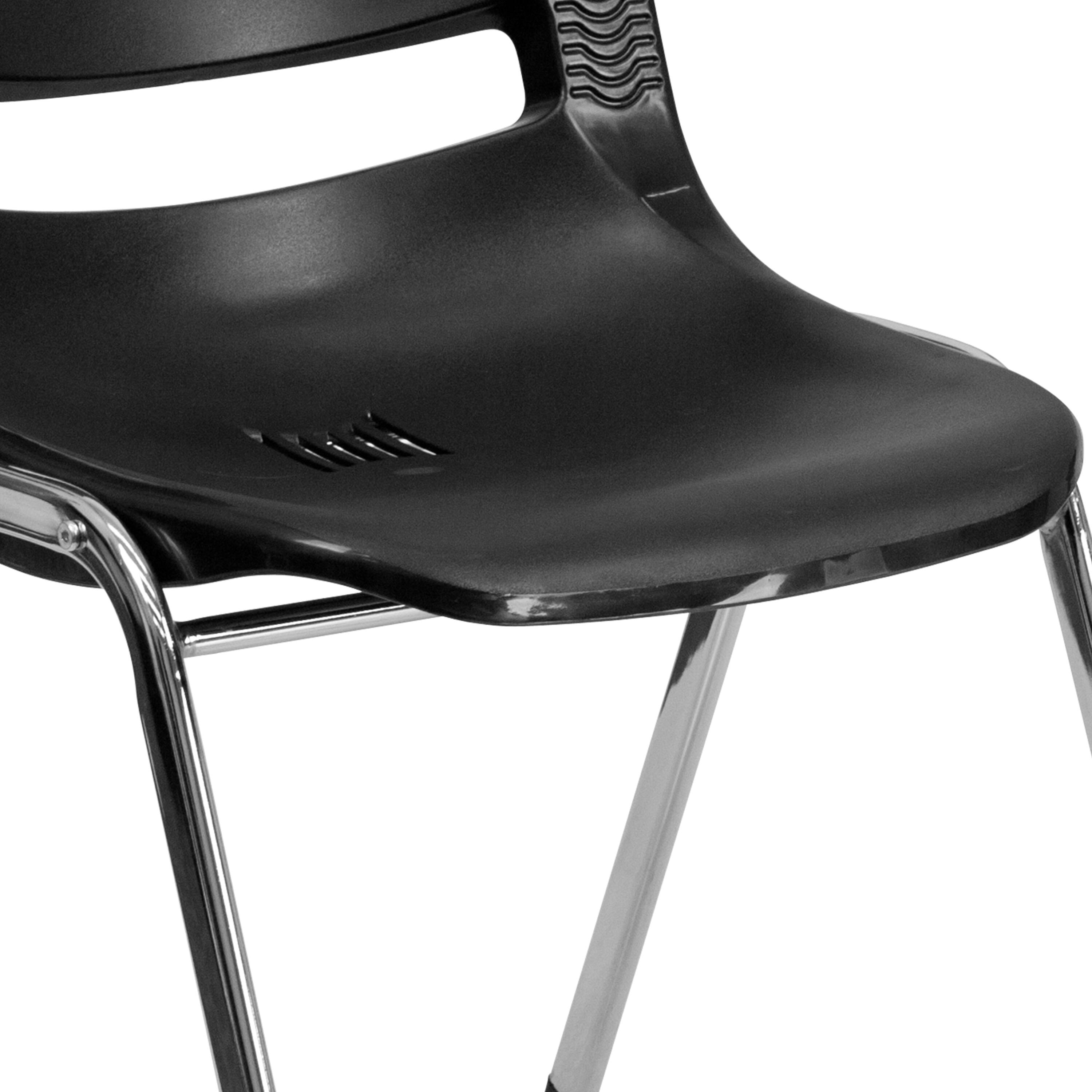 Alt View 9. Emma + Oliver - Ergonomic Chrome Stack Chair - 18" Seat Daycare Home School - Black Plastic/Chrome Frame.