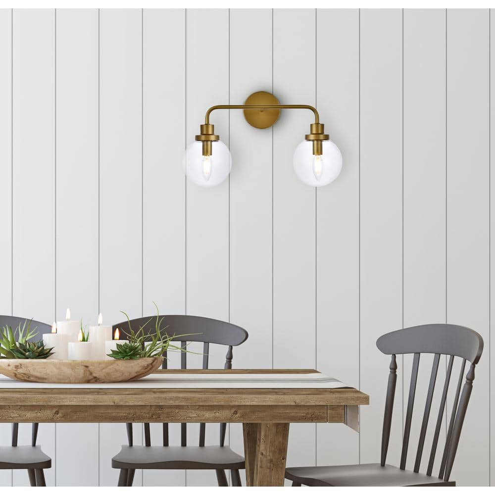 Living District - Hanson 2 lights bath sconce in brass with clear shade - Brass And Clear Shade price history on PriceWatchPro