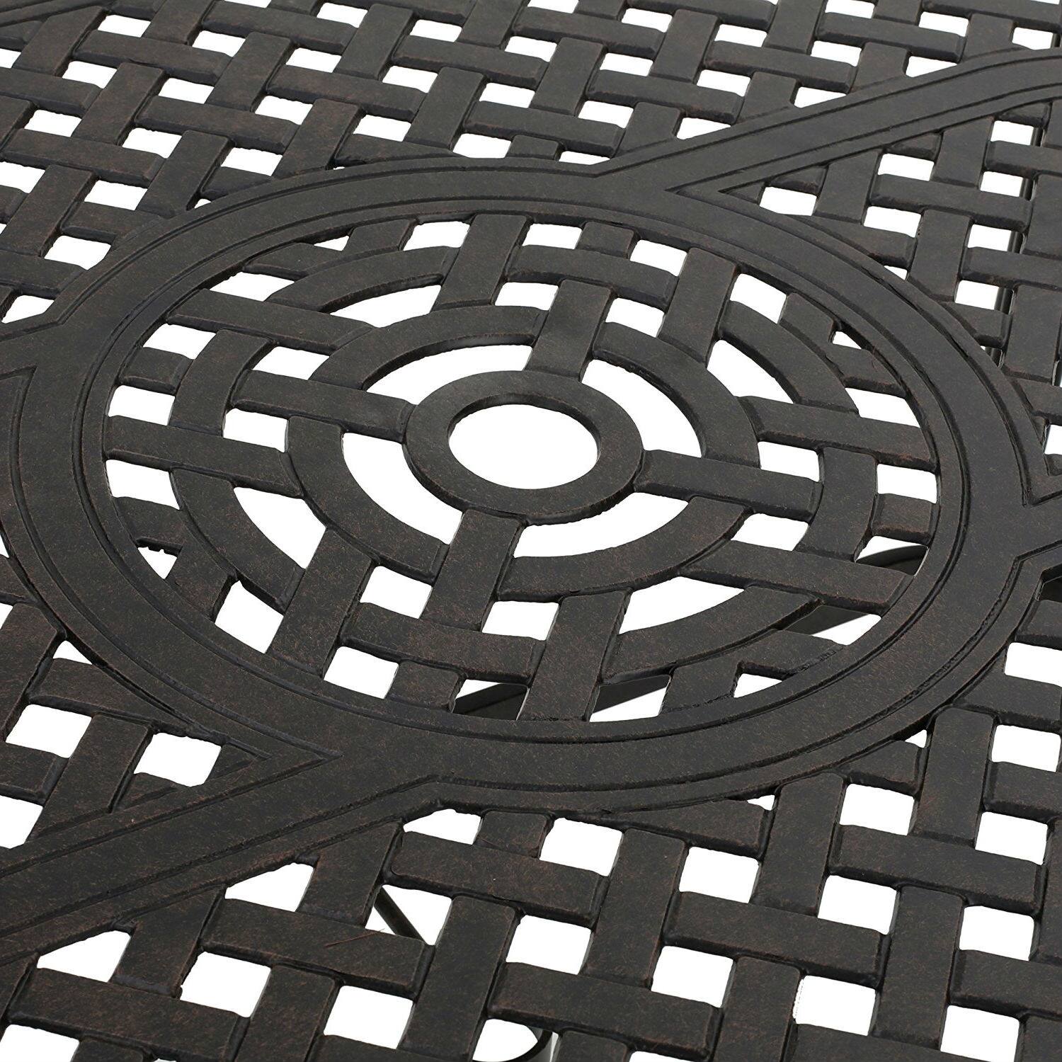 Left. Hivvago - Cast Aluminum 40 x 70 inch Outdoor Dining Table in Bronze - Bronze.