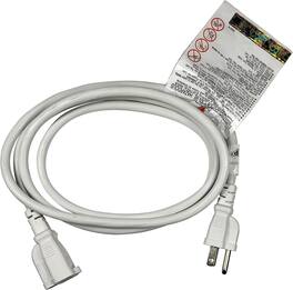 HQRP - 6ft 3 Prong Extension Cord 16AWG, 13 Amps 125V, NEMA 5-15P to NEMA 5-15R, UL Listed - White