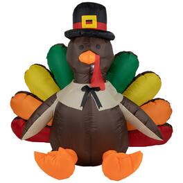 Northlight - Pre-Lit Pilgrim Turkey Inflatable Thanksgiving Outdoor Yard Decoration - 6' - Multi