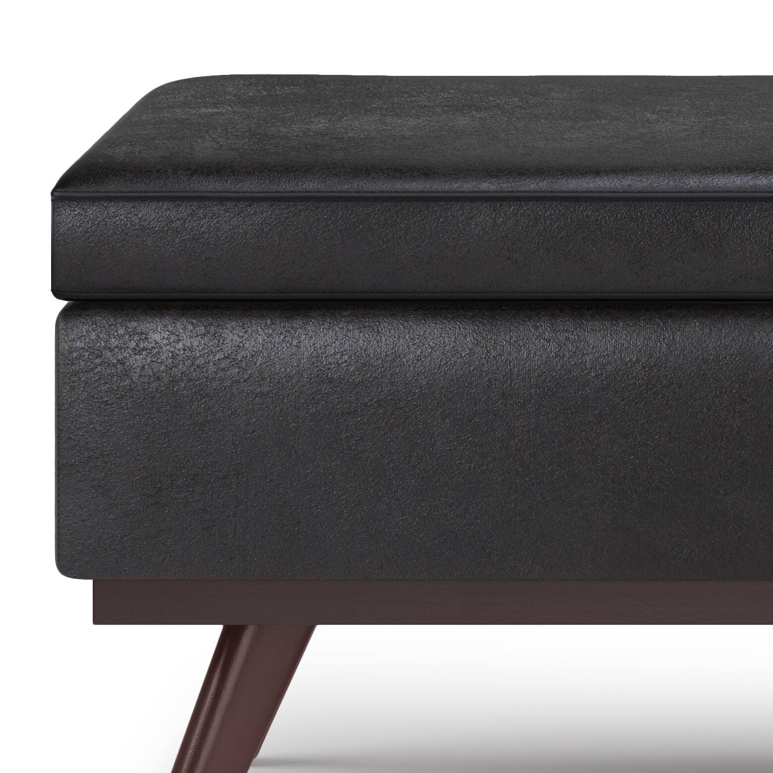 Alt View 15. Simpli Home - Owen Lift Top Large Coffee Table Storage Ottoman - Distressed Black.