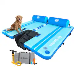 Solstice - Original Floating Inflatable Dock RISE Water Mat 7 x 7 Foot Platform - Blue