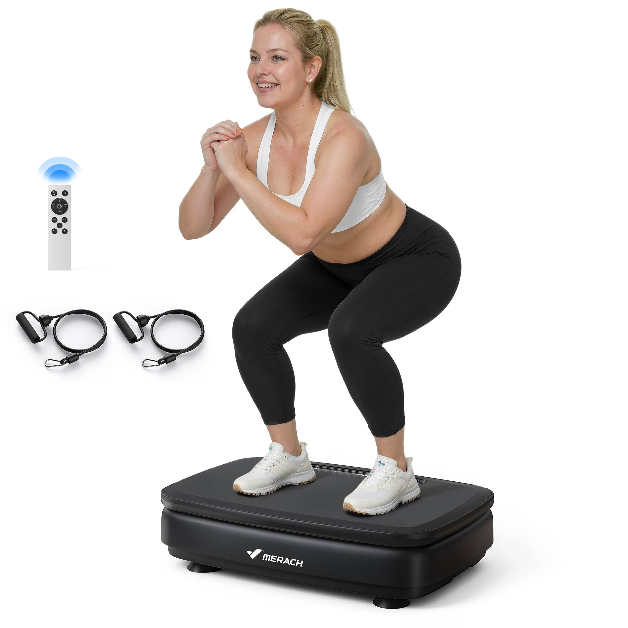 MERACH - Vibration Plate Exercise Machine, Whole Body Workout, Lymphatic Drainage and Fitness - Black