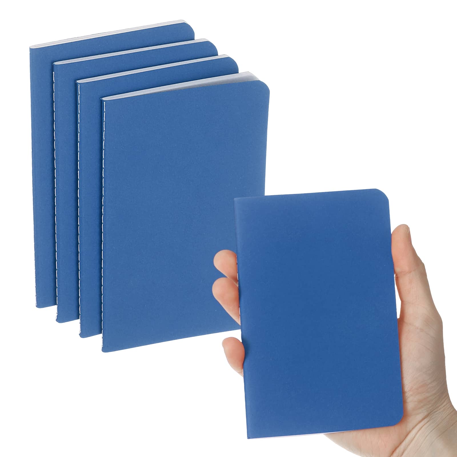 Unique Bargains - 6pcs A6 Notebook, Mini Pocket Kraft Memo Notepads Lined Sketchbook 3.5x5.5 Inch 30 Sheets for Office Travel - Dark Blue