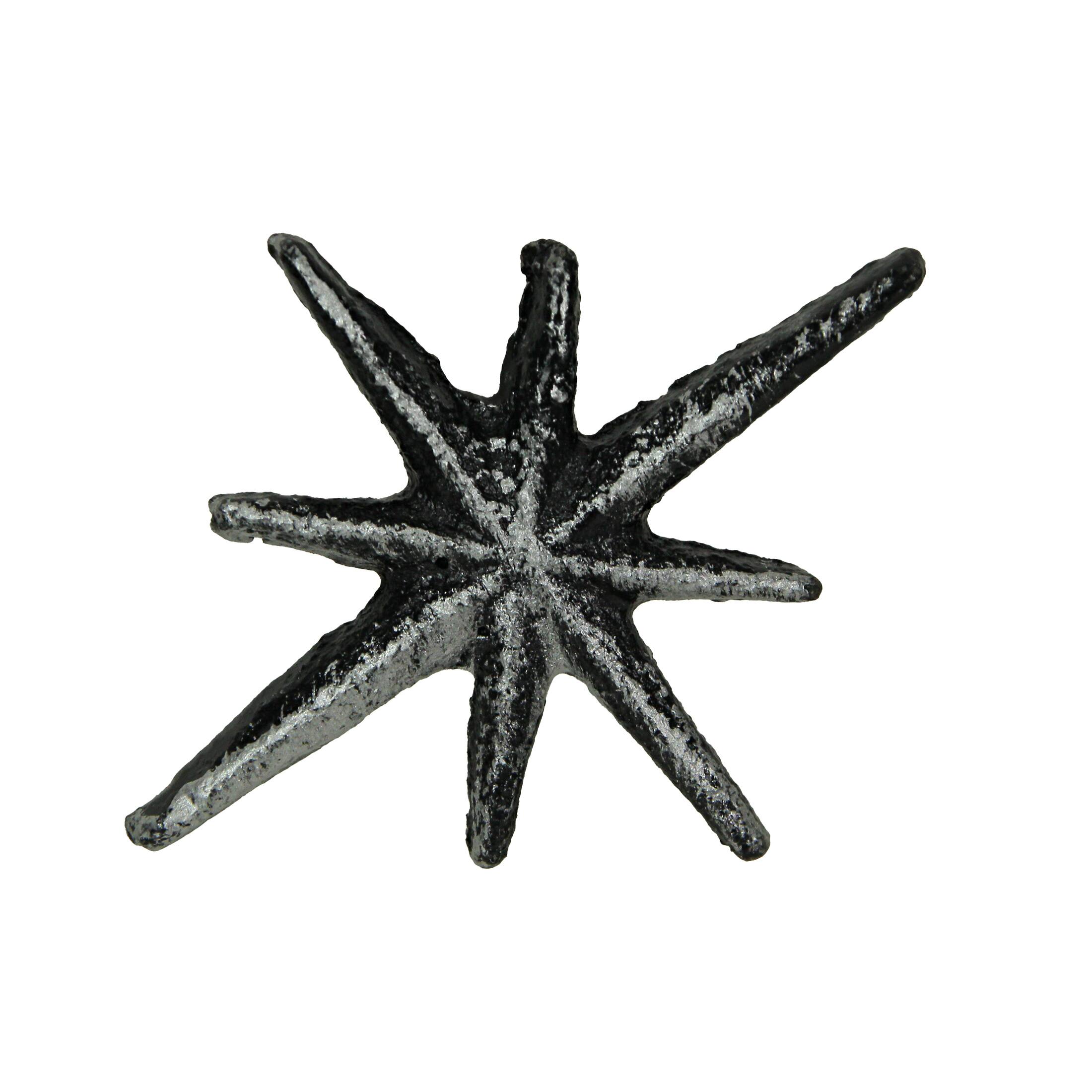 Alt View 8. Zeckos - Set of 6 Antique Silver Finish Mid Century Modern Starburst Drawer Pulls Knobs - Silver.