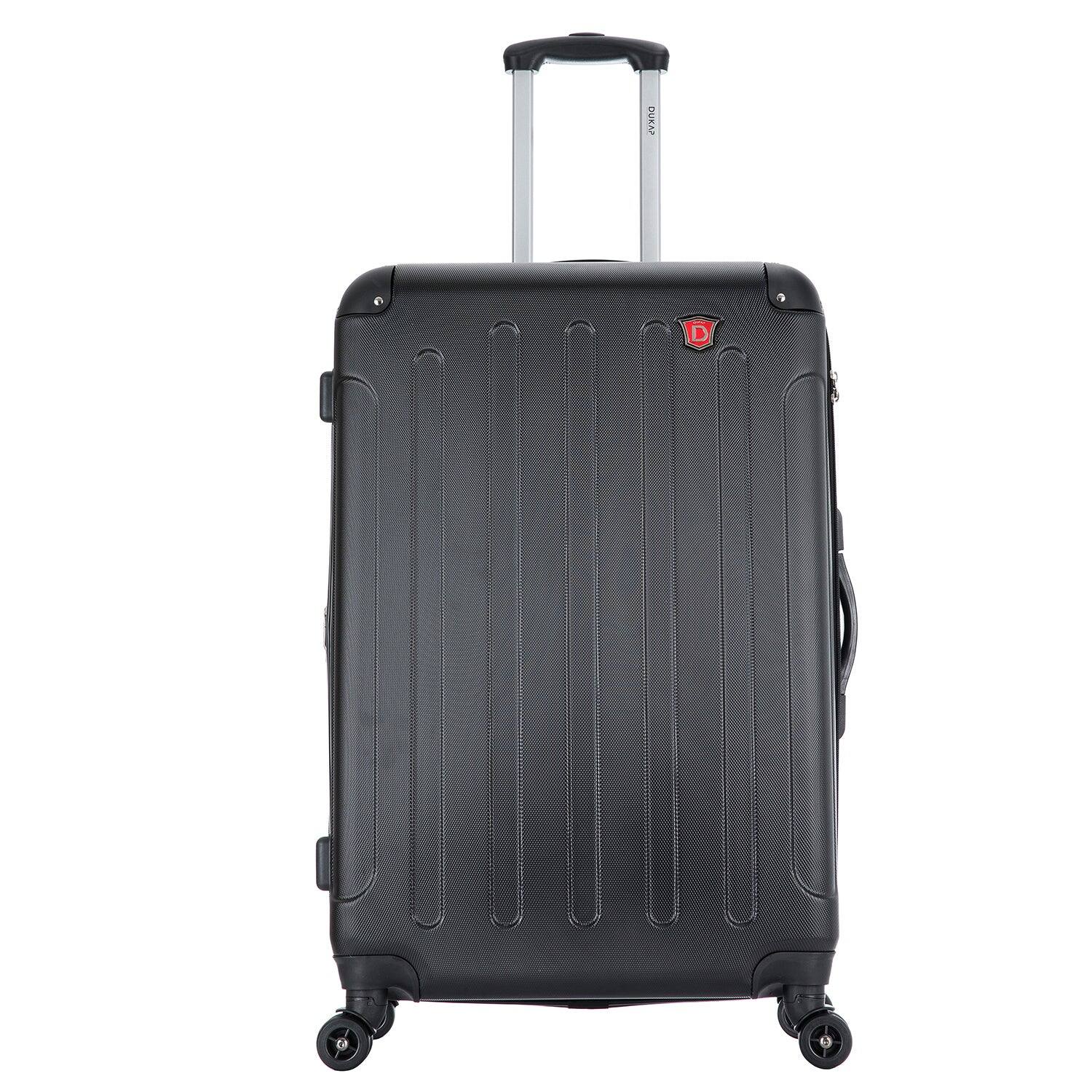 Angle. DUKAP - Intely Hardside Spinner Luggage 28" with Integrated Digital Weight Scale - BLACK.