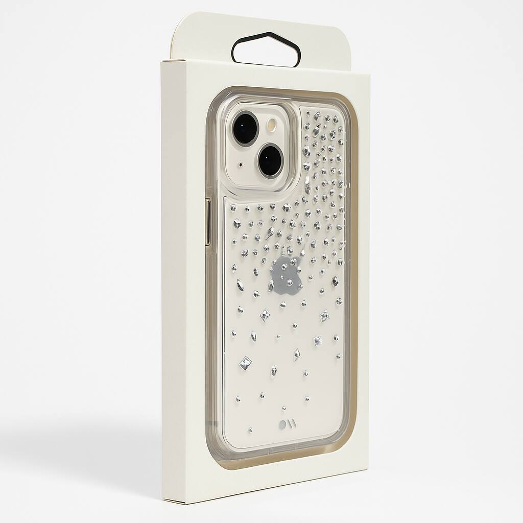 Left. Case-Mate - Karat Series Case for iPhone 13 and iPhone 14 - Karat Crystal - Clear.