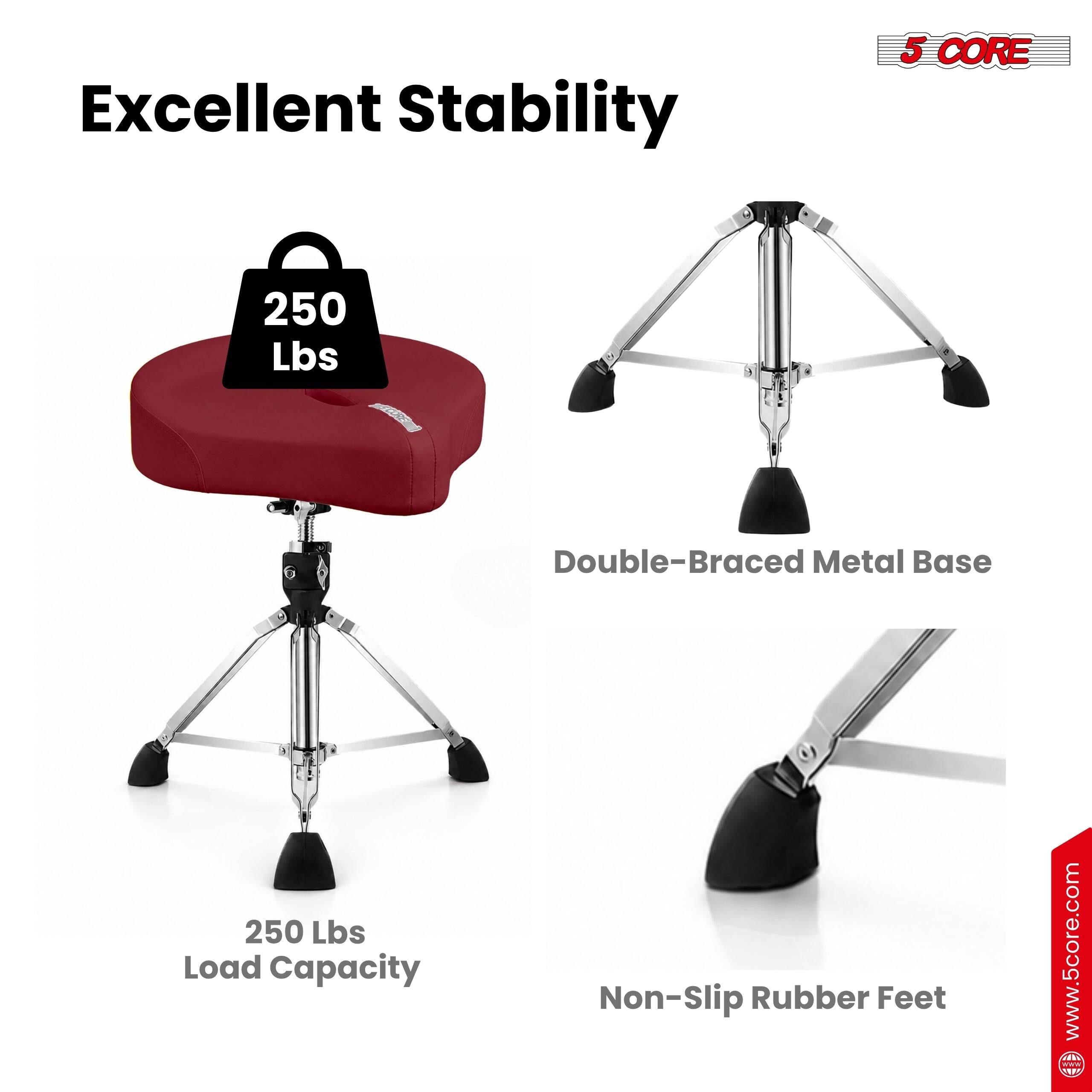 Excellent Stability  
5 CORE  
250 Lbs Double-Braced Metal Base  
250 Lbs Load Capacity  
Non-Slip Rubber Feet  
www.5core.com