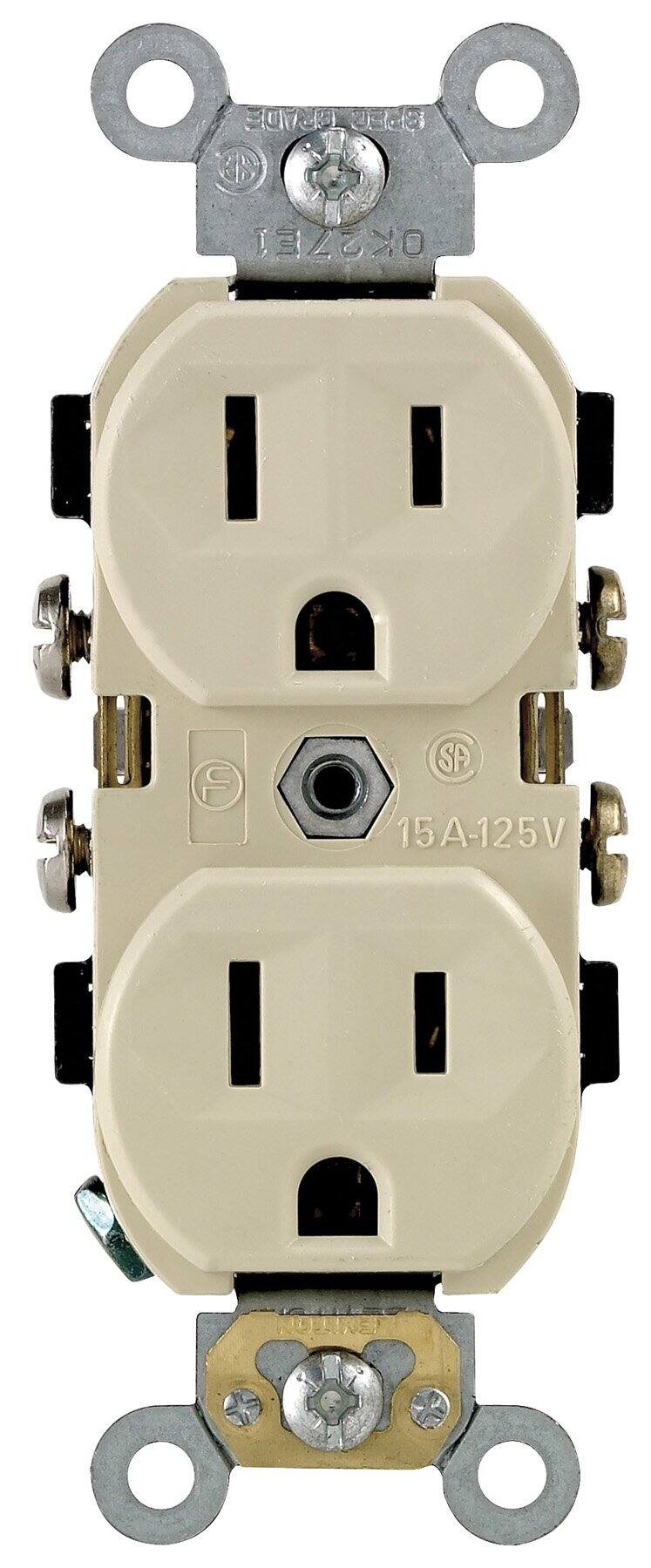 Leviton - 5014-ISP 15 Amp 125 Volt Duplex Receptacle, 2-Pole 3-Wire, Commercial Grade - Ivory