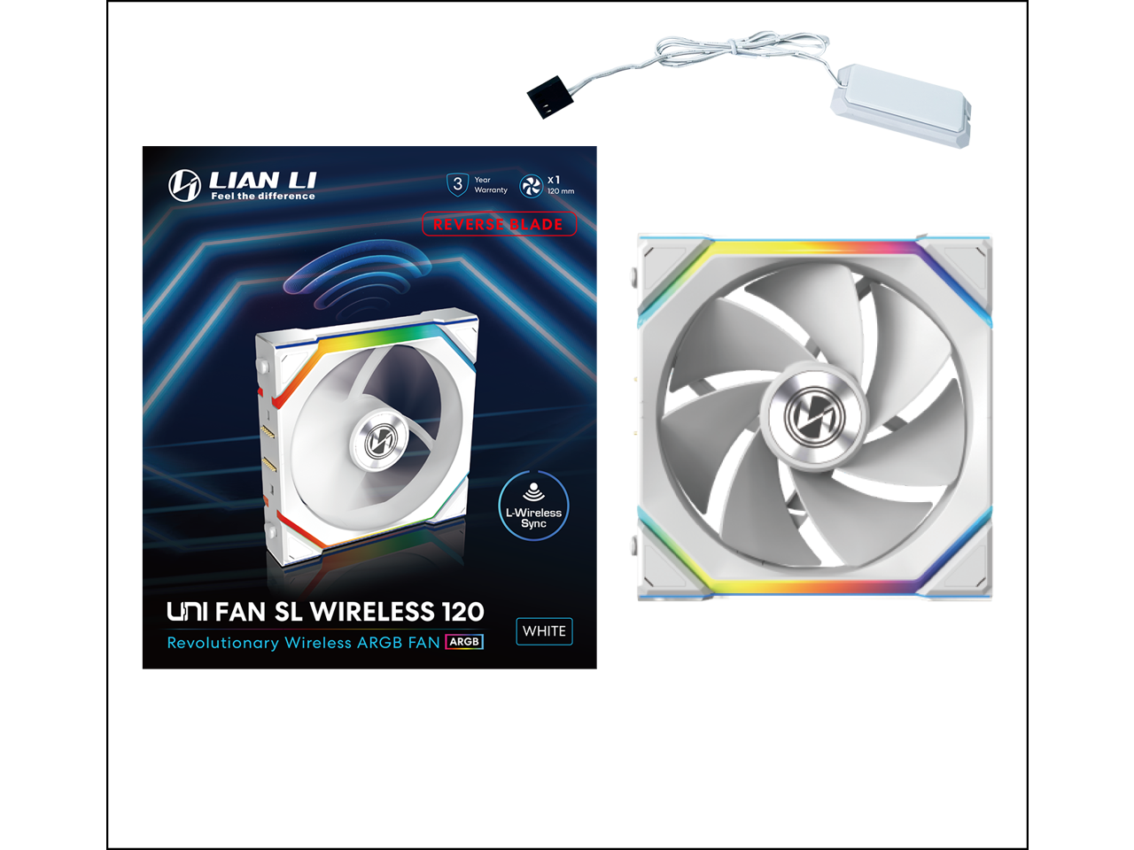 Lian Li UNI Fan SL Wireless 120mm ARGB Fan Reverse Blade, 2.4 GHz