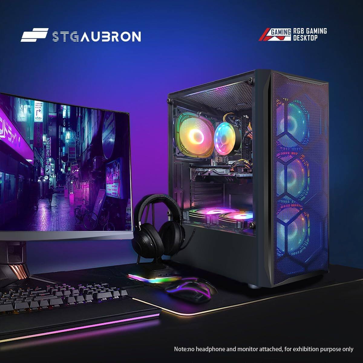 STGAUBRON GAMING RGB GAMING DESKTOP

Note: no headphone and monitor attached, for exhibition purpose only