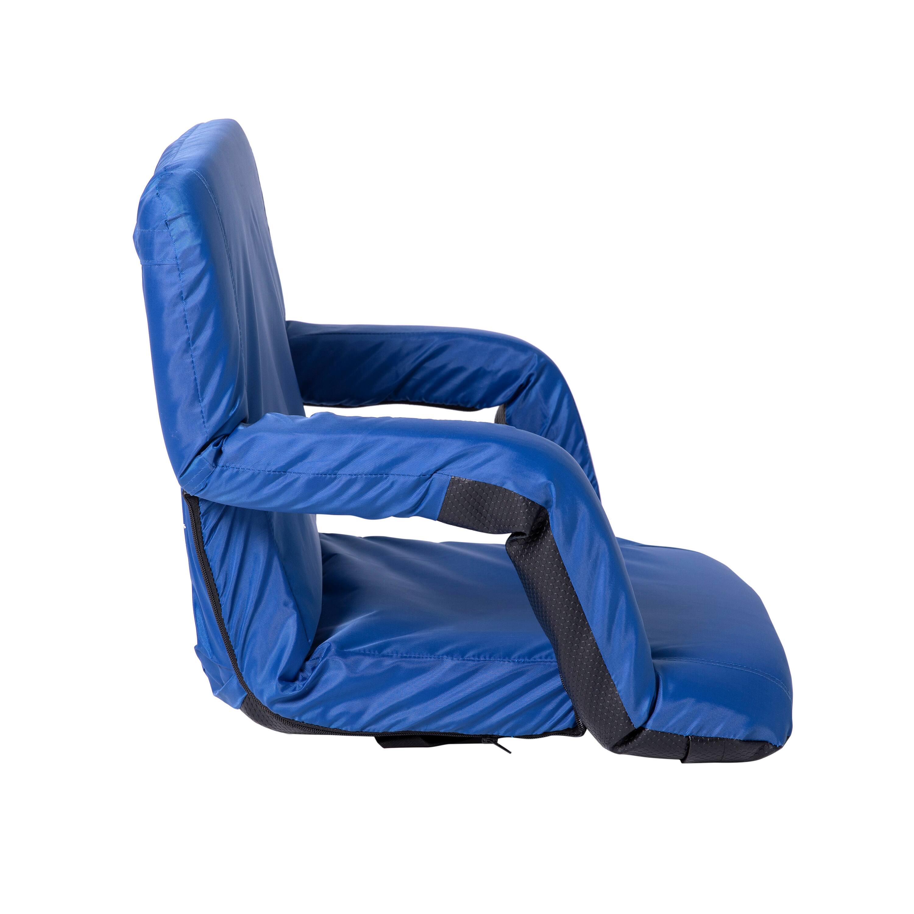 Alt View 9. Emma + Oliver - 2 Pack Folding Metal Stadium Chairs with Padded, Reclining Back & Armrests - Red.