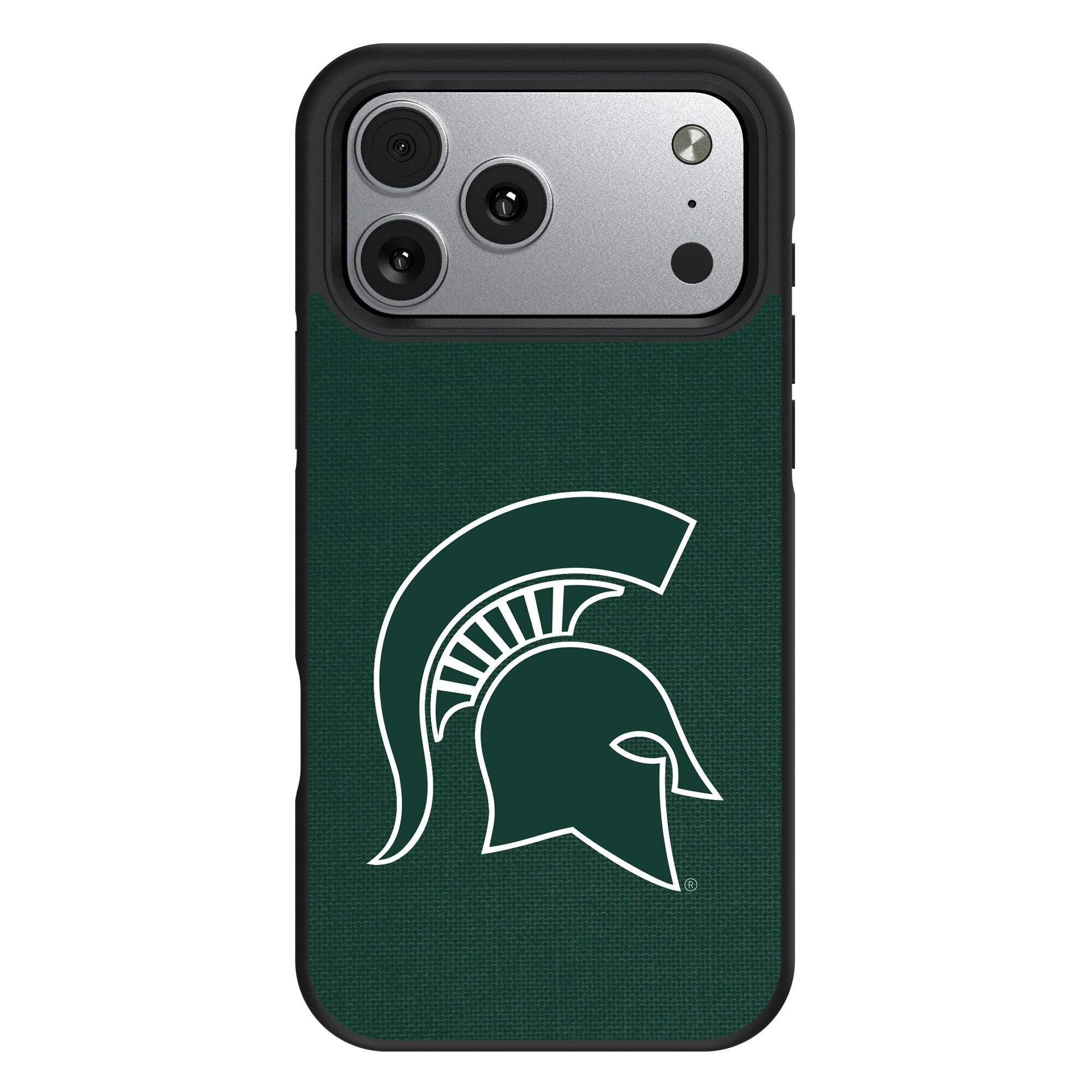 Front. Keyscaper - Michigan State Spartans Bump Case with 8.2ft Drop Protection - 16 Plus - Multicolor.