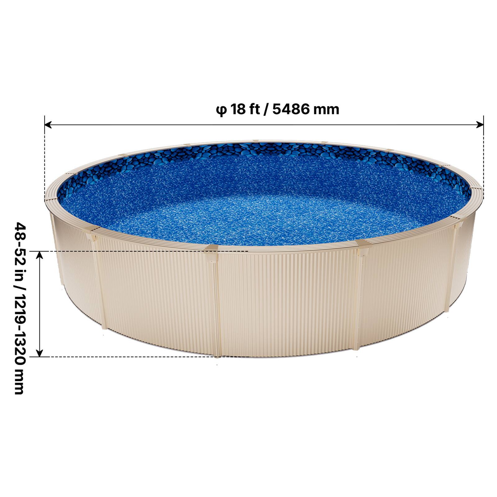 18 ft / 5486 mm  
48-52 in / 1219-1320 mm