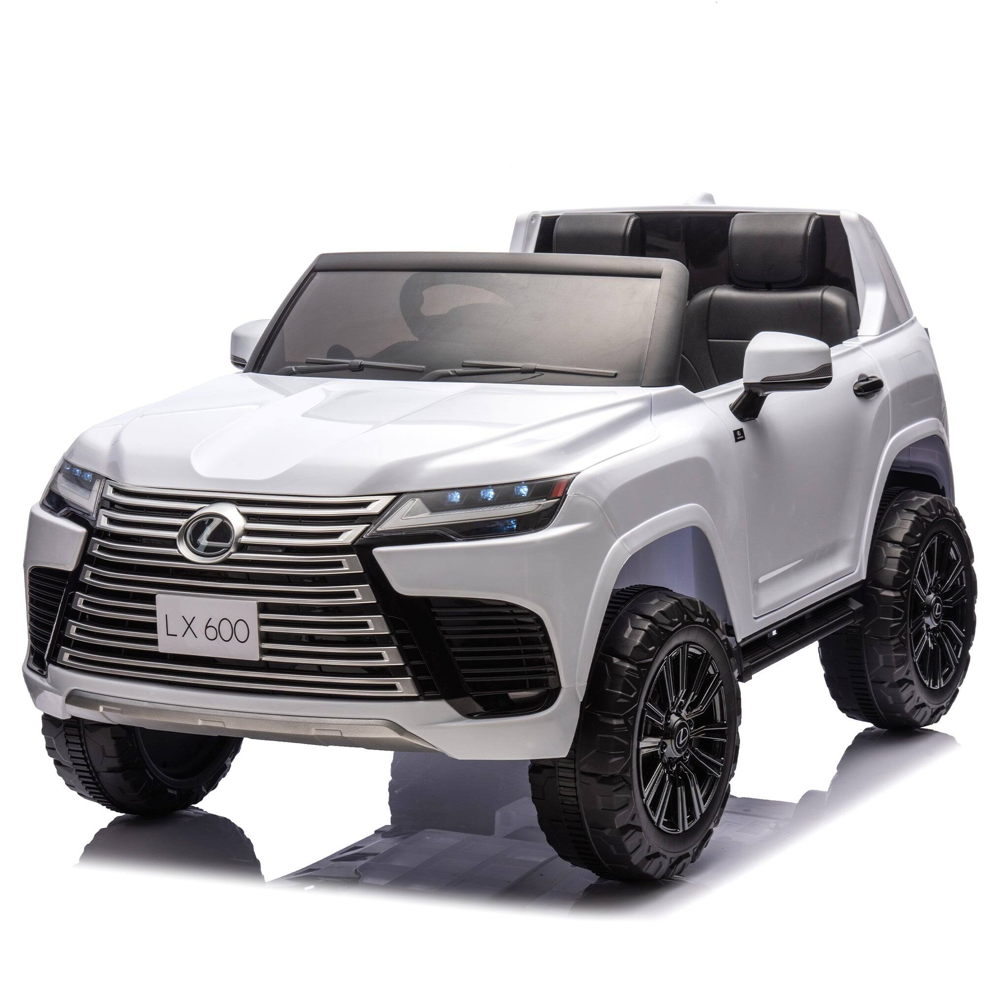 BreeBe - Licensed LEXUS LX600 24V Two-Seater Kids Ride-On Car 2WD with Parents Control, Bluetooth, MP3, Music, Adjustable Speed - White
