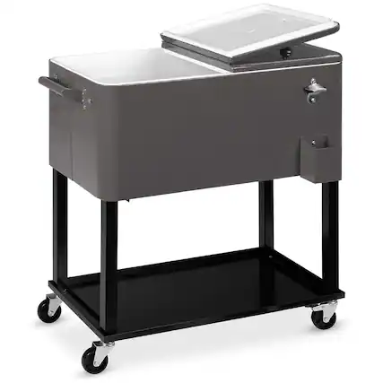 Front. Best Choice Products - Best Choice Products 80qt Steel Rolling Cooler Cart w/ Bottle Opener, Catch Tray, Drain Plug, Locking Wheels - Gray - Gray.