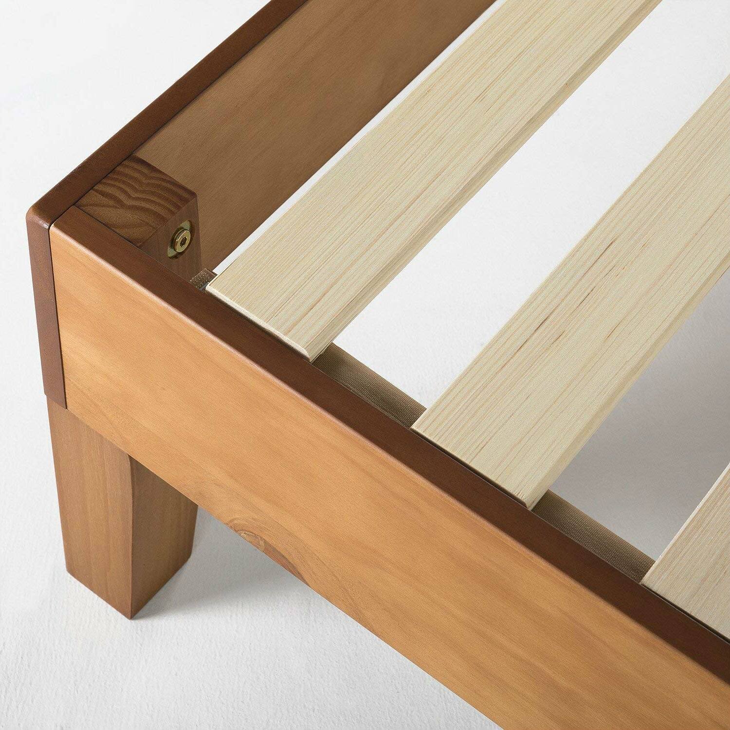 Back. Hivvago - Hivvago Full size Mid-Century Modern Solid Wood Platform Bed Frame - Natural.