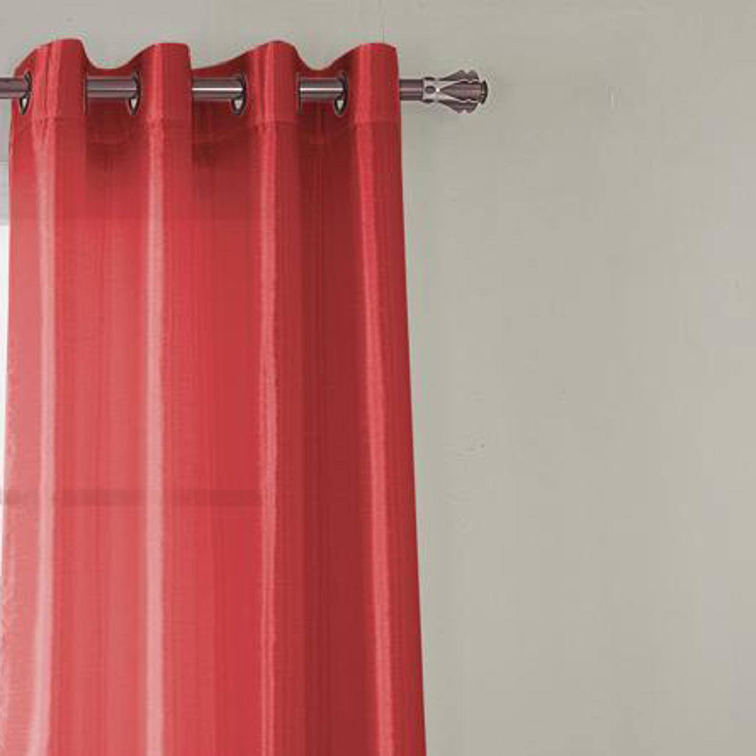 Angle. RT Designers Collection - RT Designers Collection Nancy Faux Silk Grommet Curtain Panel 54" x 84" Red - Red.
