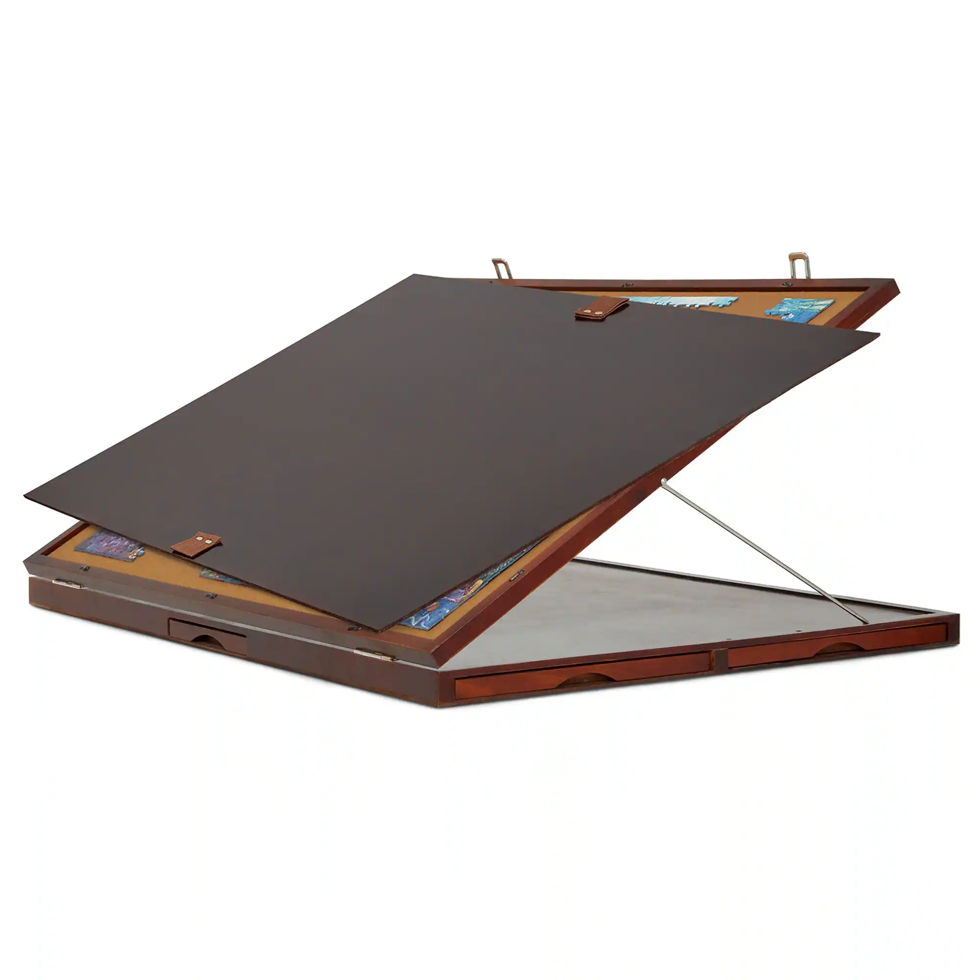 Front. Jumbl - 1500-Piece Puzzle Board - 27 x 35" Tilting Puzzle Board with Felt Surface & 6 Drawers - Brown.