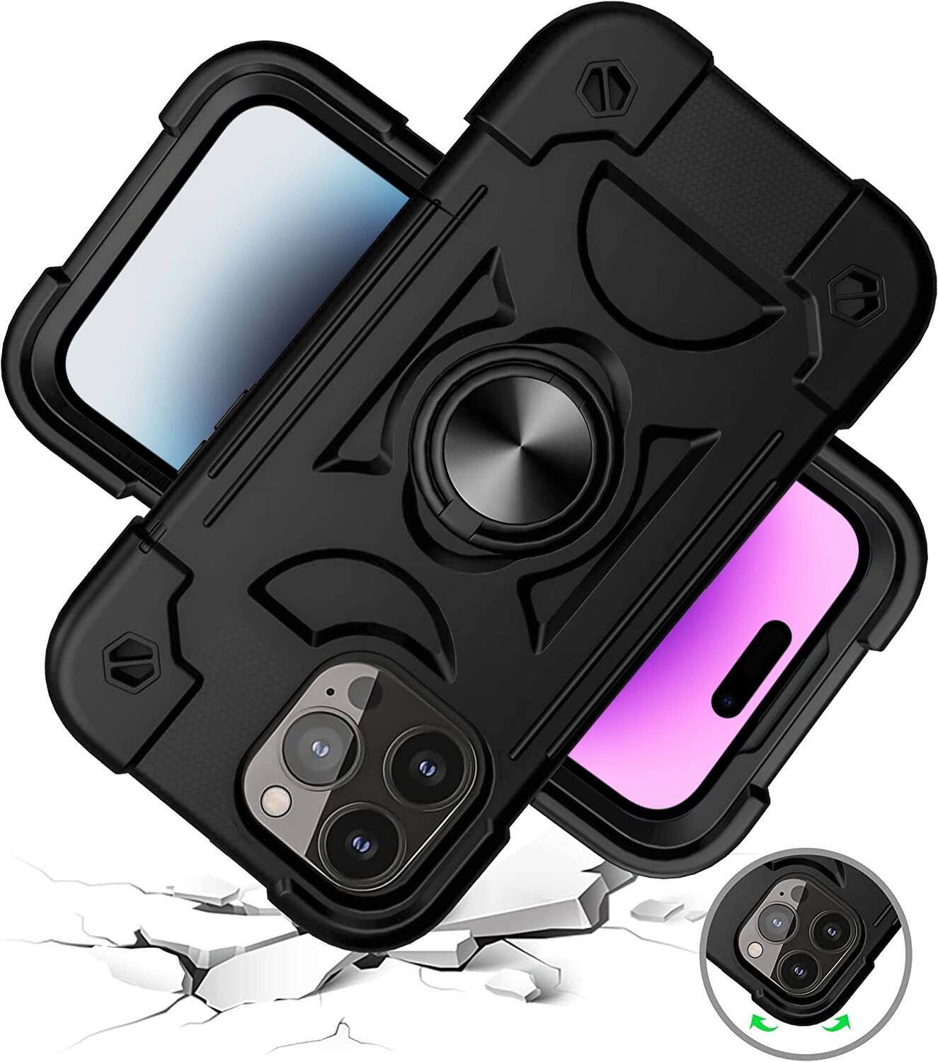 Alt View 15. SaharaCase - DualShock Case with Kickstand for Apple iPhone 14 Pro - Black.