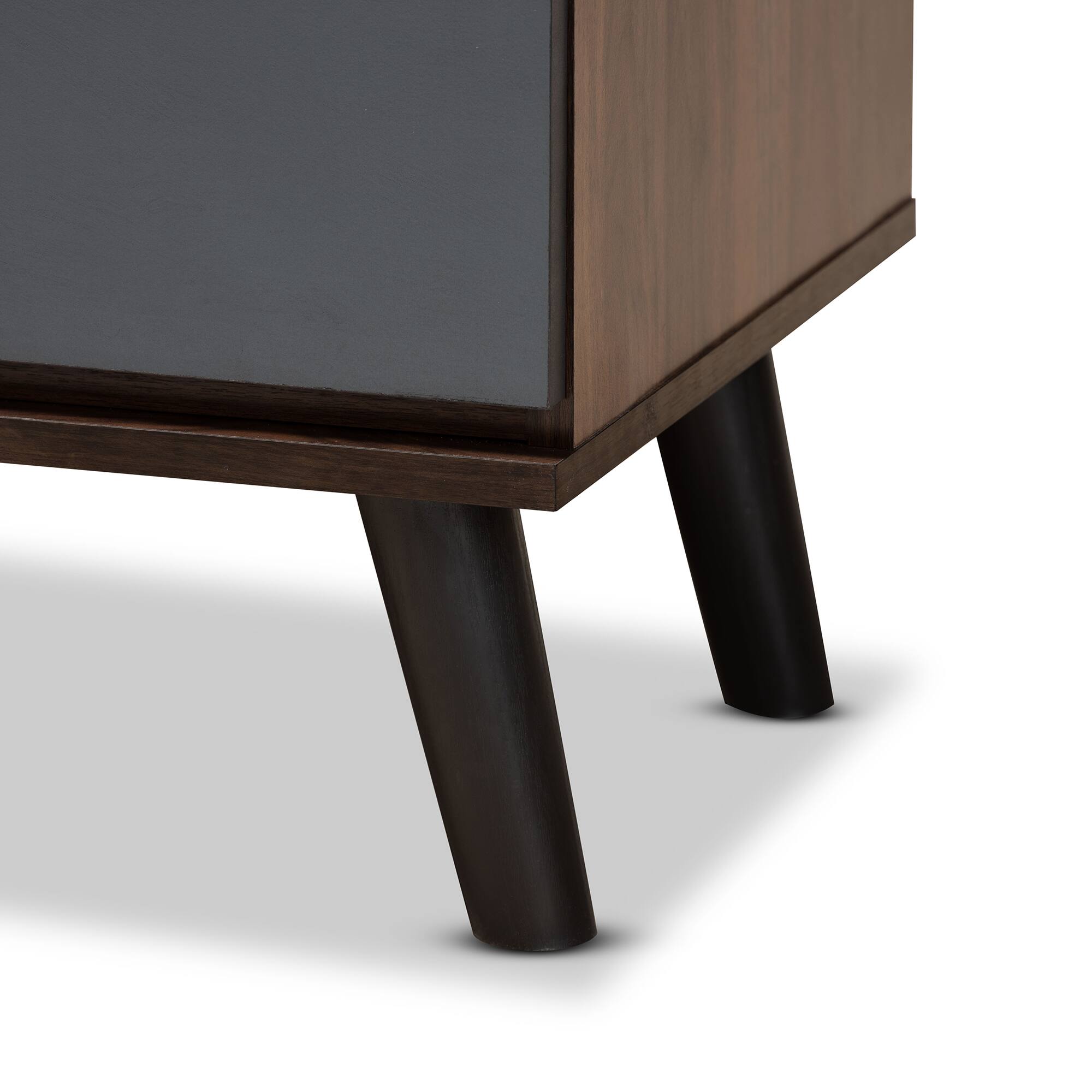Alt View 1. Baxton Studio - Roldan Modern and Contemporary Finished Wood 3-Drawer Bedroom Chest - Grey/Walnut Brown/Black.