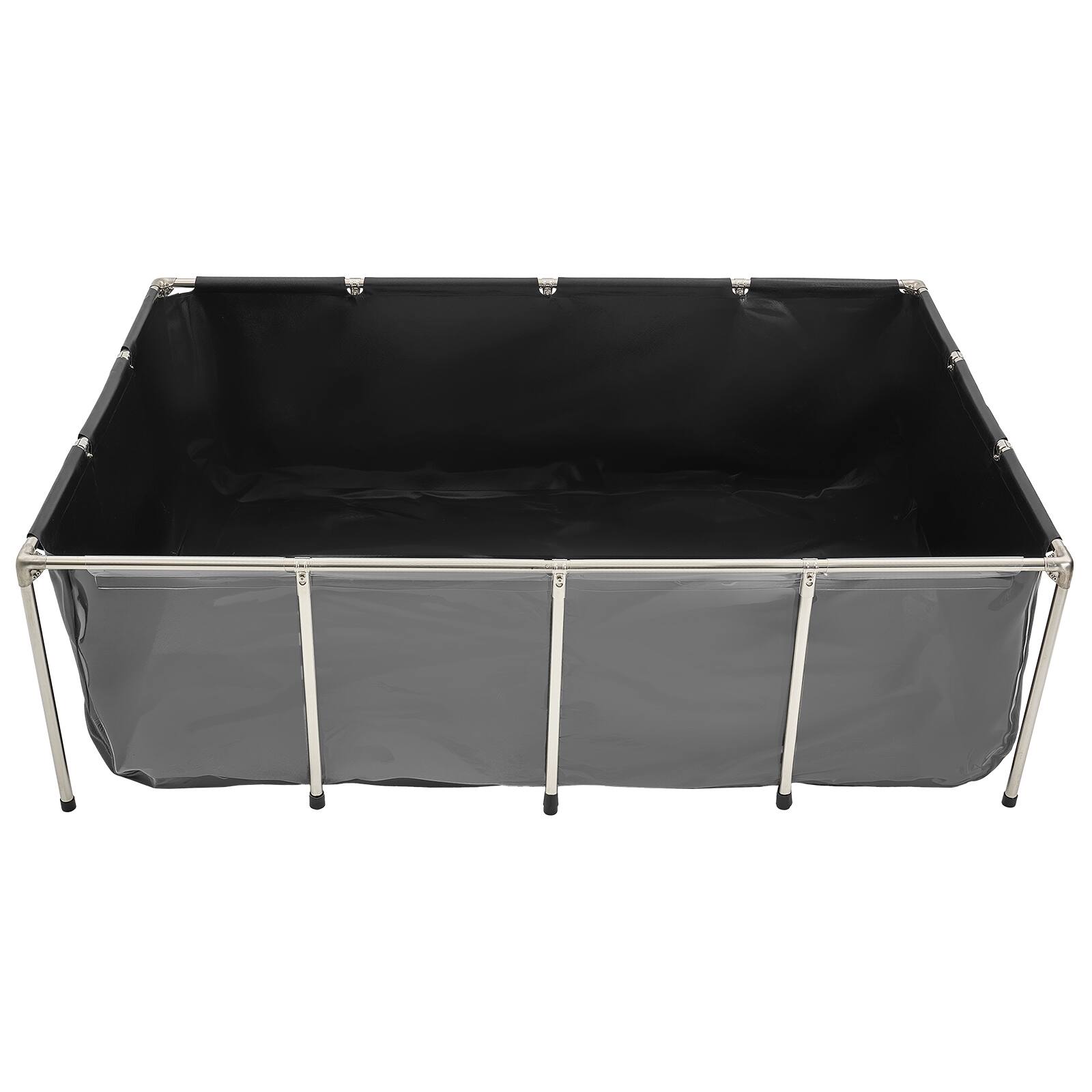 Alt View 5. VEVOR - Canvas Fish Pond, 470 Gal Above Ground Fish Pond, PVC Koi Tank with Clear Viewing Panel, Rectangular Goldfish Tank - Black.