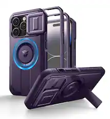 Front. Dexnor - for iPhone 14 Pro Case with Camera Cover & Adjustable Kickstand & Screen Protector Magnetic Cover - Phantom Purple.
